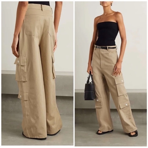 The Frankie Shop Pants Hailey Oversized Cargo in Tan - Picture 1 of 8